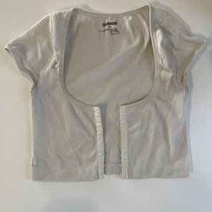 Garage White Clasp Crop Top (S)